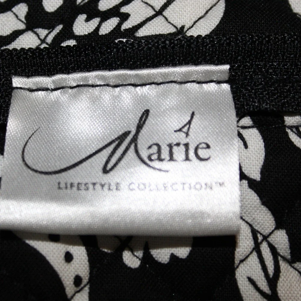 Marie Lifestyle Collection Hobo Bag Quilted Floral Black White Blue Pink Medium
